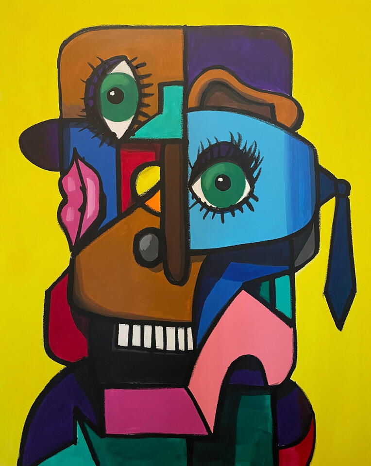Franken Berry, Oil, oil stick and acrylic on canvas, 48 x 60 in. (sold)